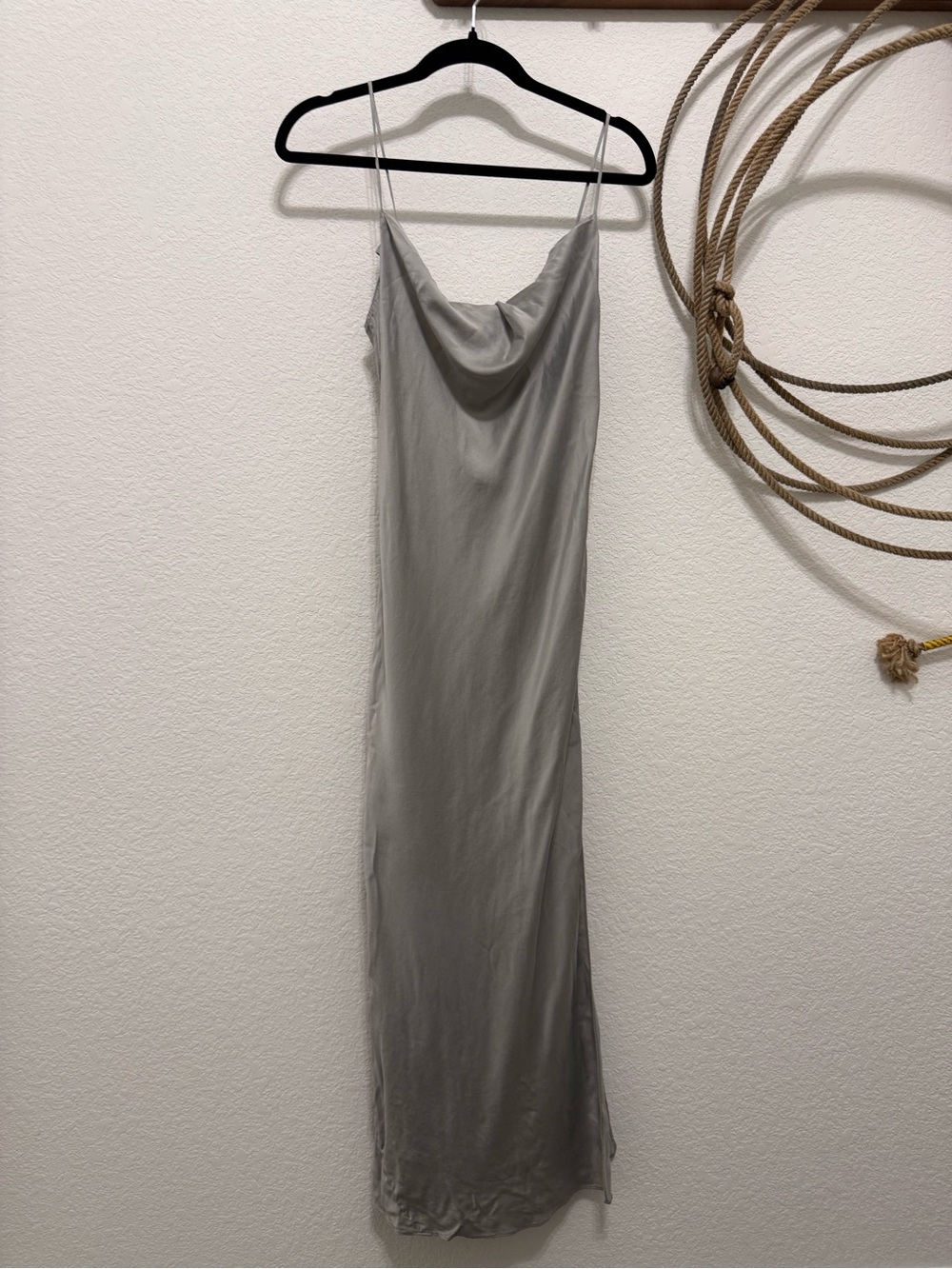 Victoria's Secret Silver-Gray Satin Cowl Maxi Dress